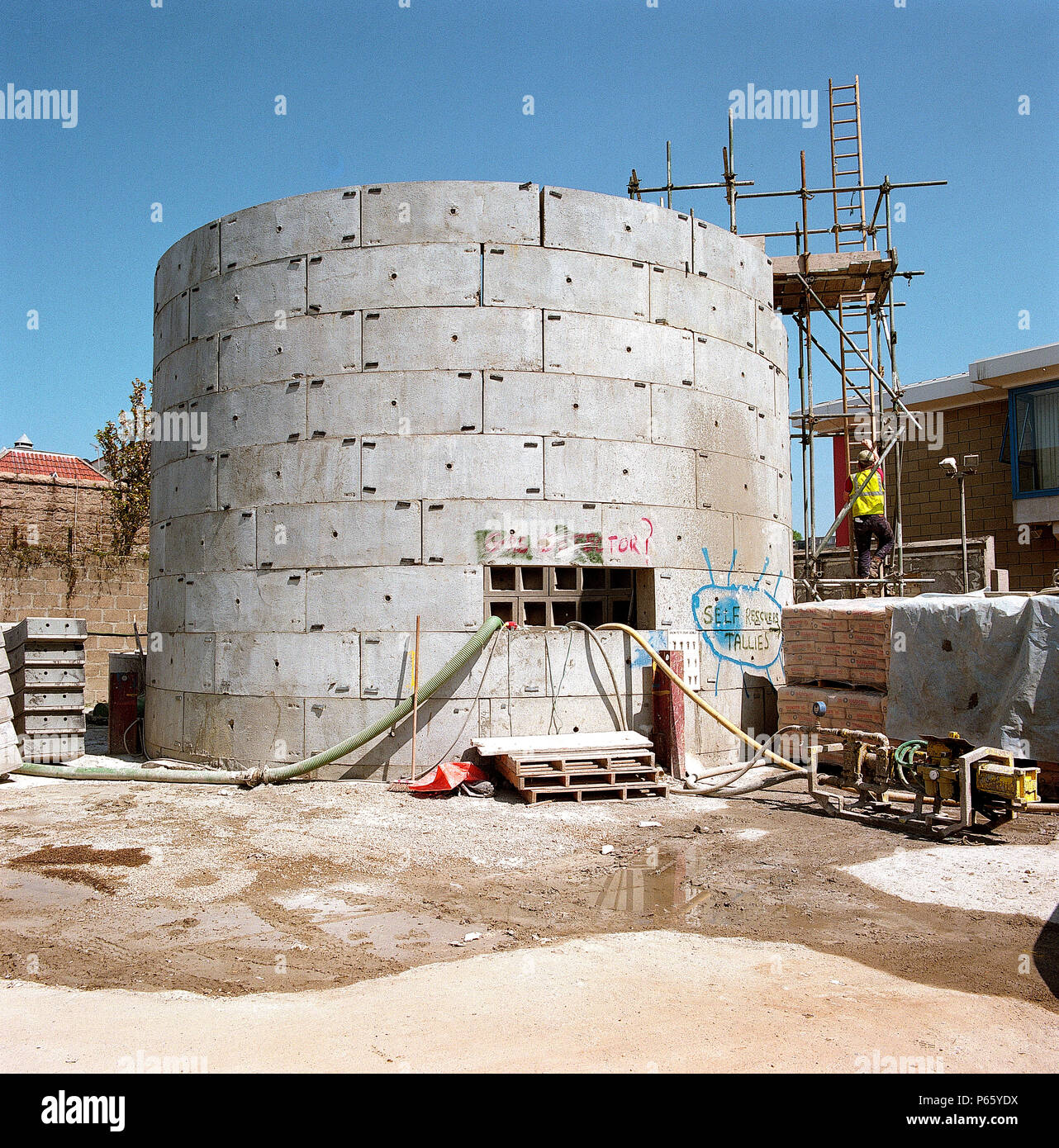 Tunnel shaft on sea front at St Helier, Jersey, allowing access to a