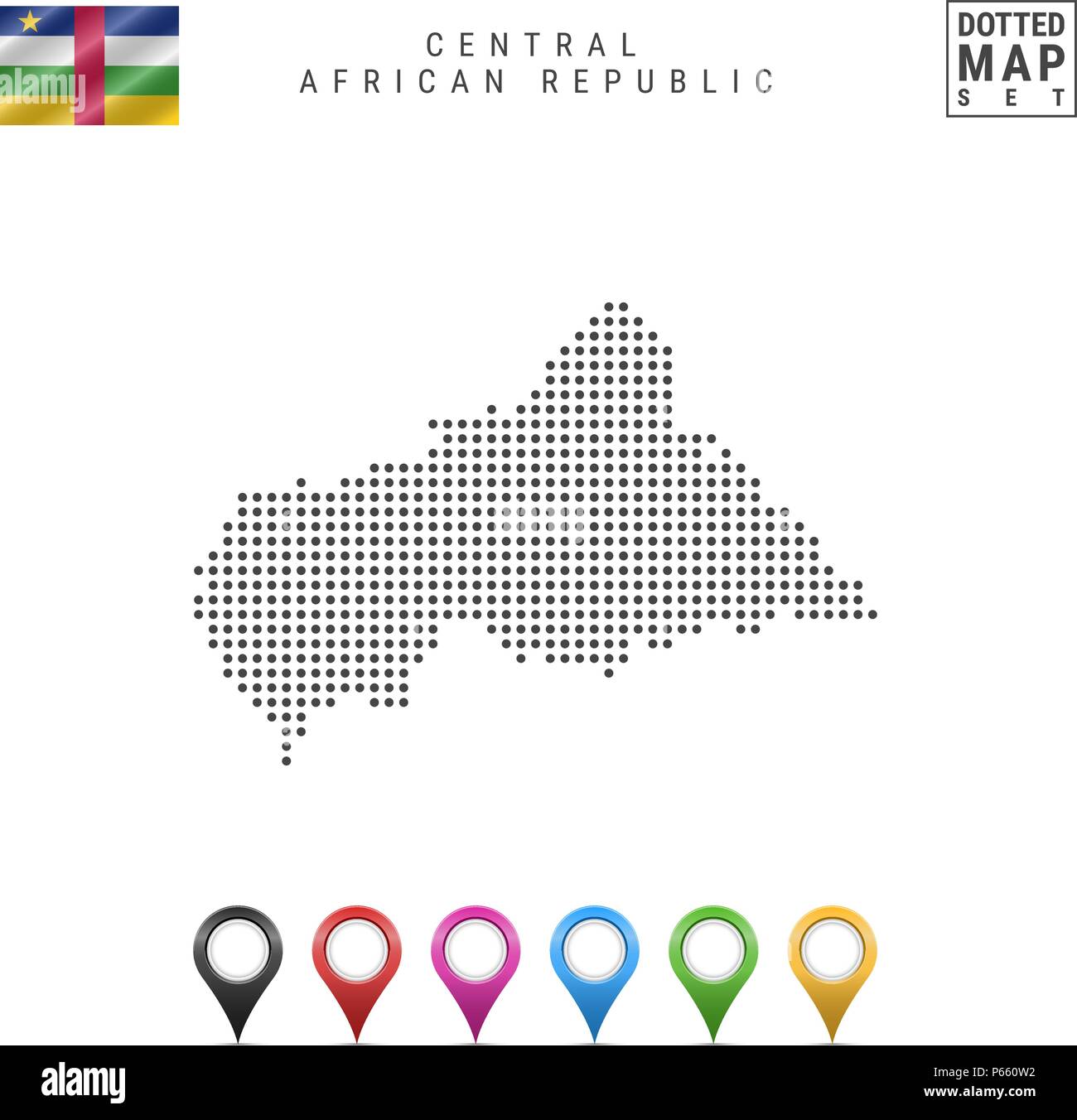 Dots Pattern Vector Map of Central African Republic - CAR . Silhouette ...