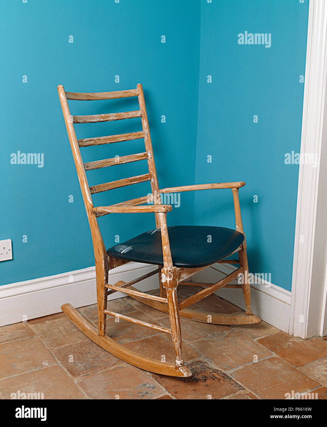 Close-up of old rocking chair before renovation Stock Photo