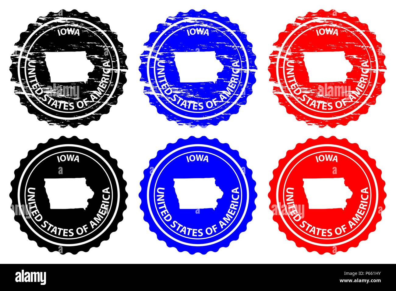 Iowa rubber stamp vector, Iowa (United States of America) map