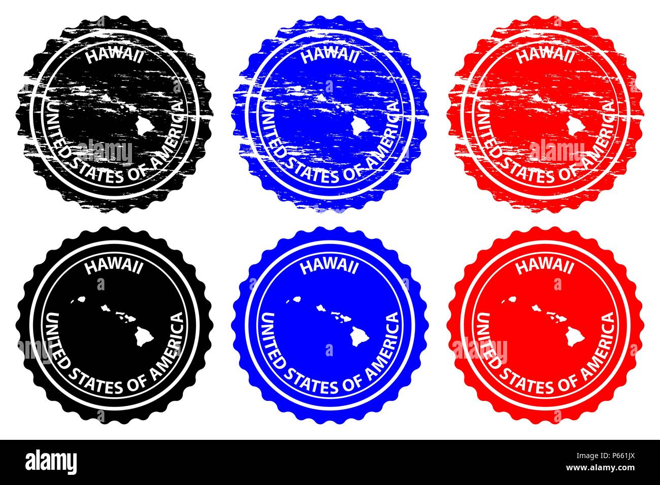 Hawaii rubber stamp vector, Hawaii (United States of America) map