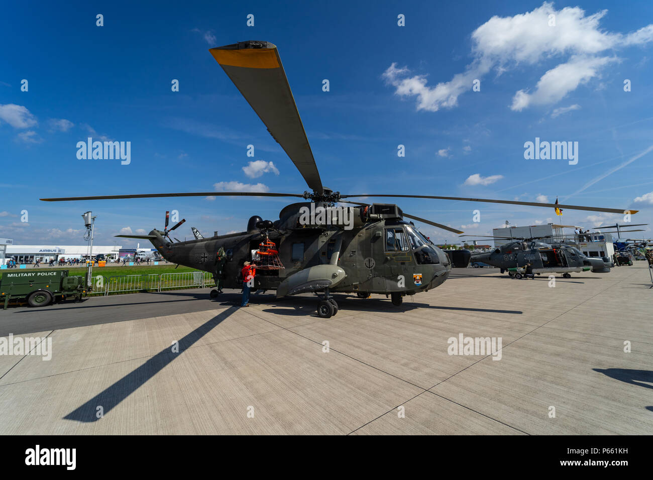 Anti-submarine warfare, search and rescue and utility helicopter Sikorsky SH-3 Sea King. German Navy. Exhibition ILA Berlin Air Show 2018. Stock Photo