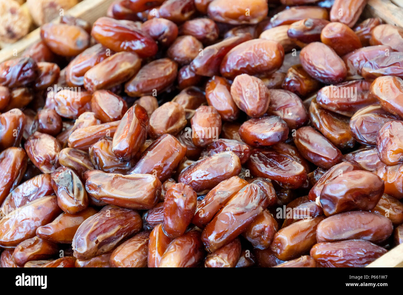 Organic dates dried fruit for the holiday table. Background. Close up