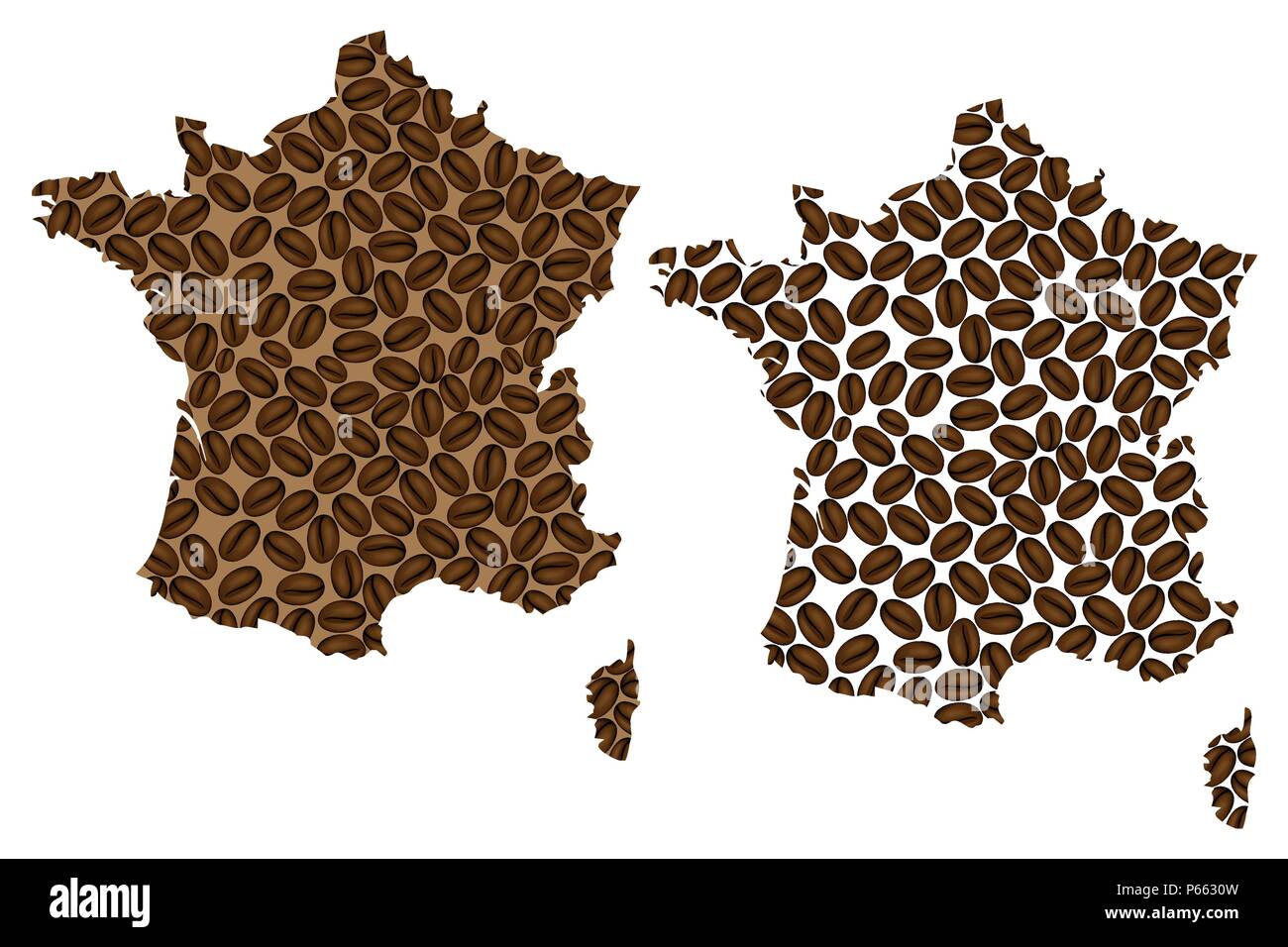 France map of coffee bean, French Republic map made of coffee beans