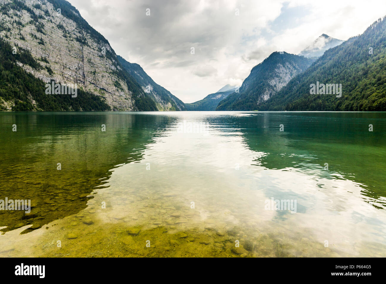 Konigssee lake, known as Germany's deepest and cleanest lake, southeast ...