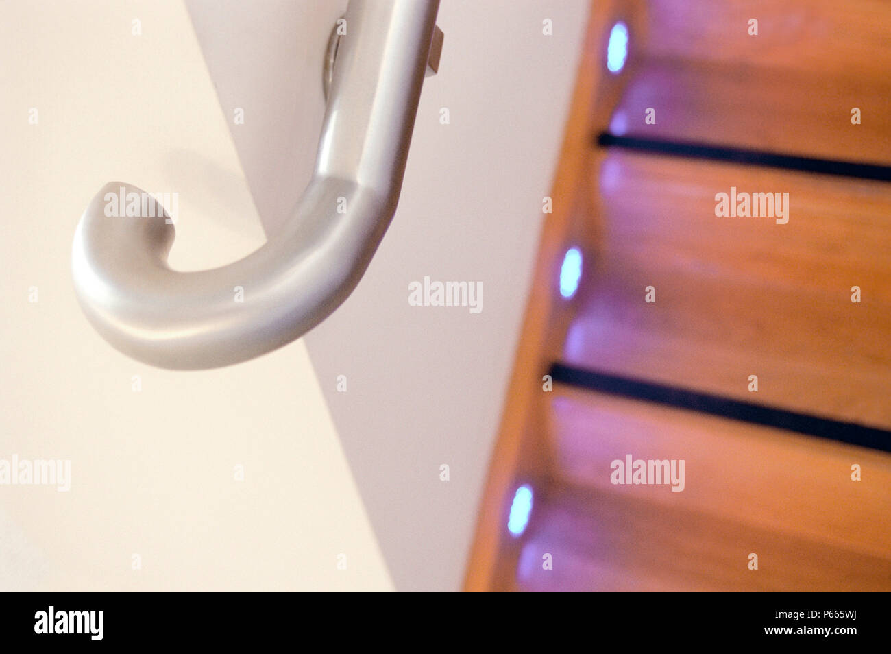 Detail of stairs fitted with lights Stock Photo