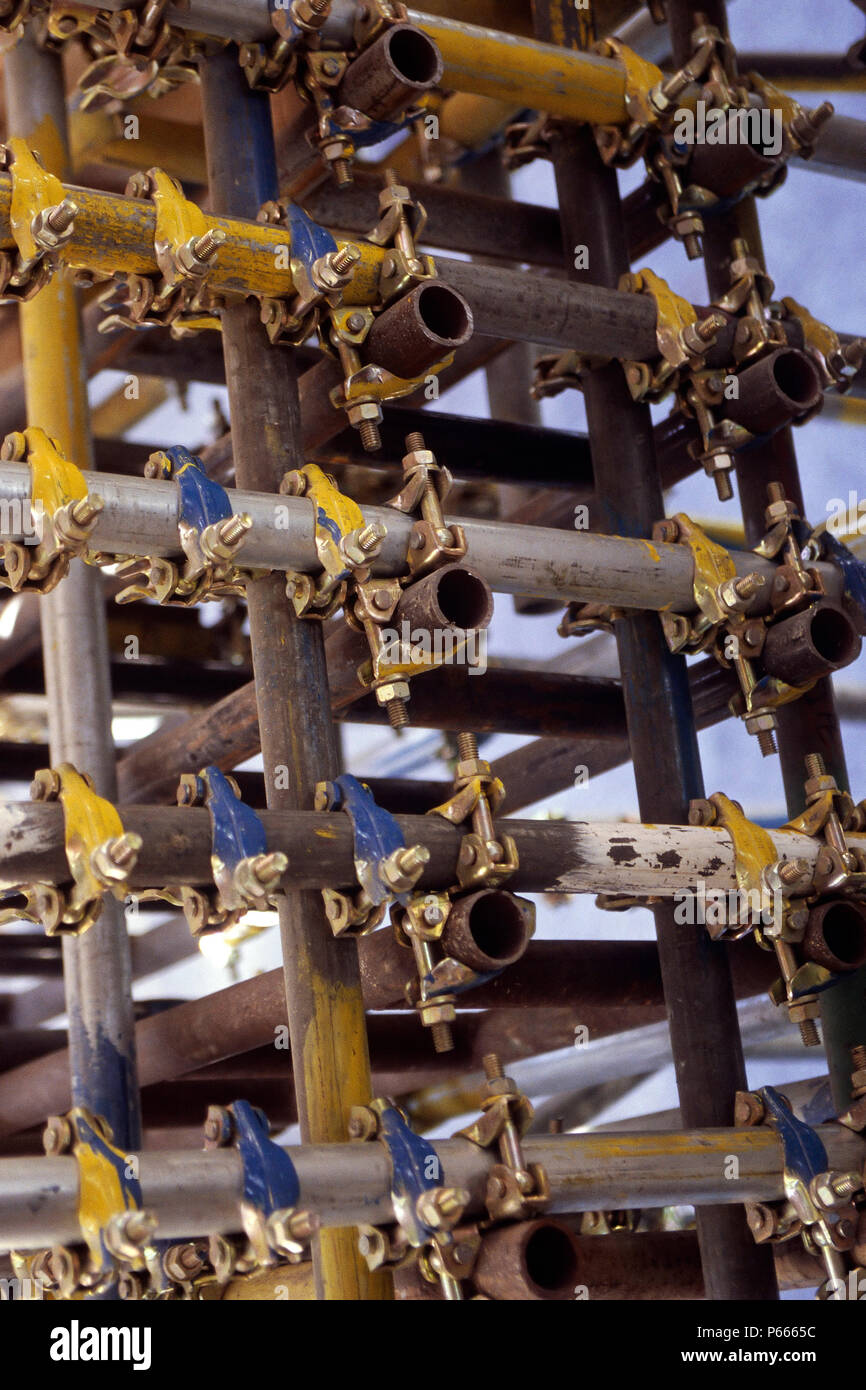 Detail of scaffolding components. Stock Photo