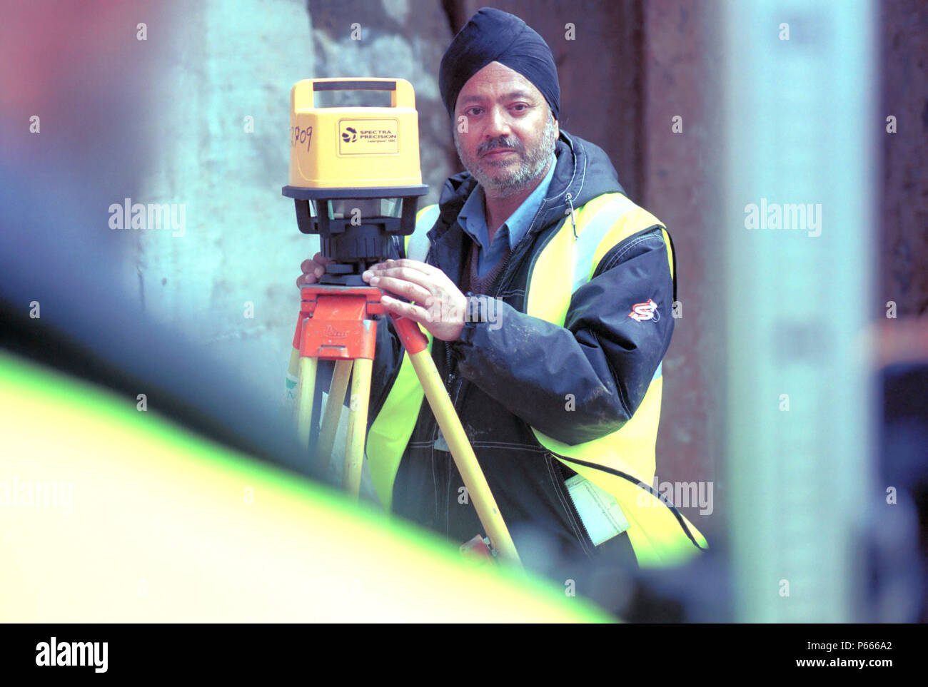 Surveying. Using a EDM Laser Level Stock Photo Alamy