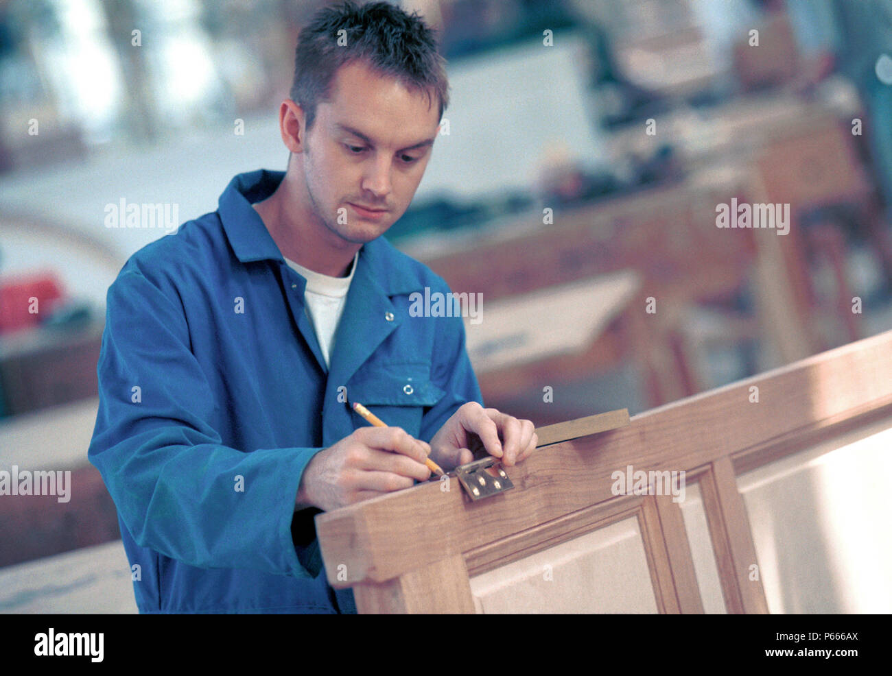 Bench Joinery. Fixing and positioning ironmongery Stock Photo Alamy