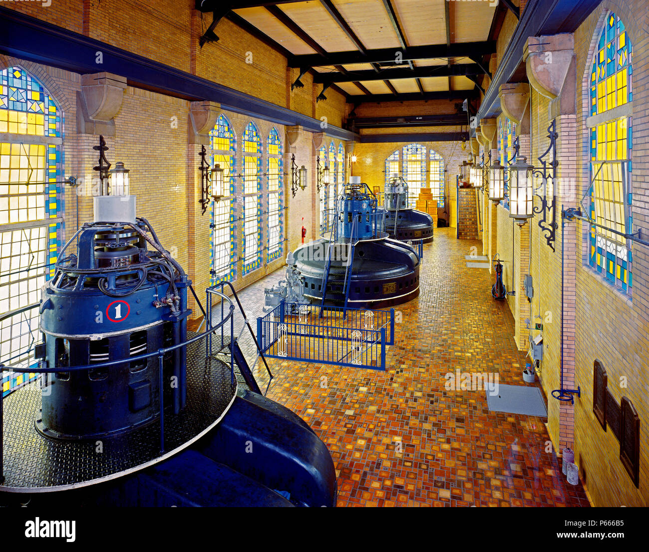 Chalk Hill hydroelectric power plant, Stephenson, Michigan, USA Stock