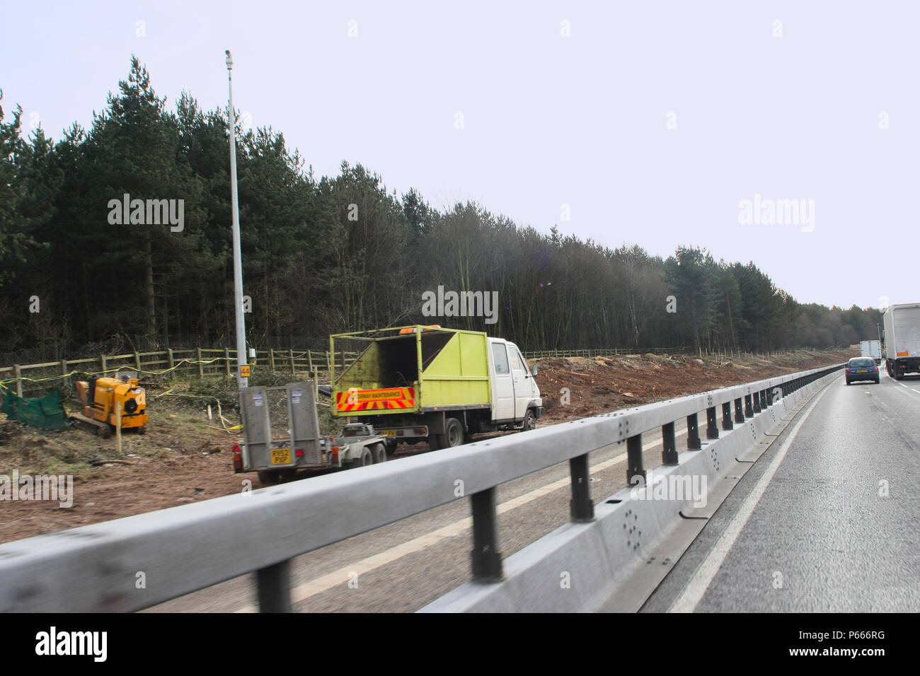M1 widening project between junctions 25 and 28, Nottinghamshire, UK, February 2008 Stock Photo
