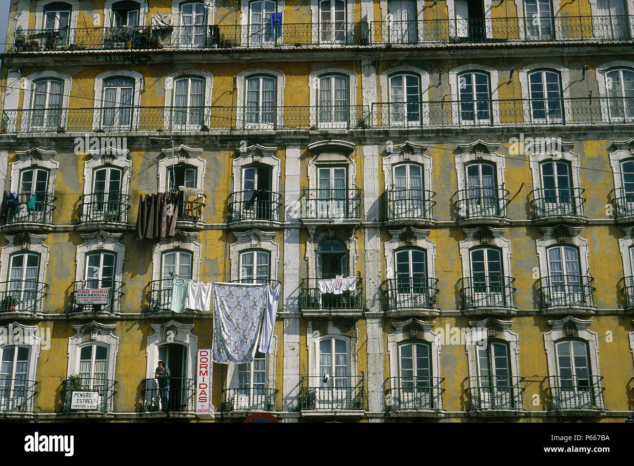 Apartment building facade. Lisbon, Portugal Stock Photo Alamy