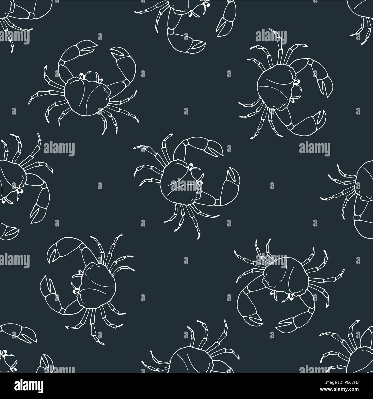 Seamless pattern with crab on dark background,stock vector illustration ...