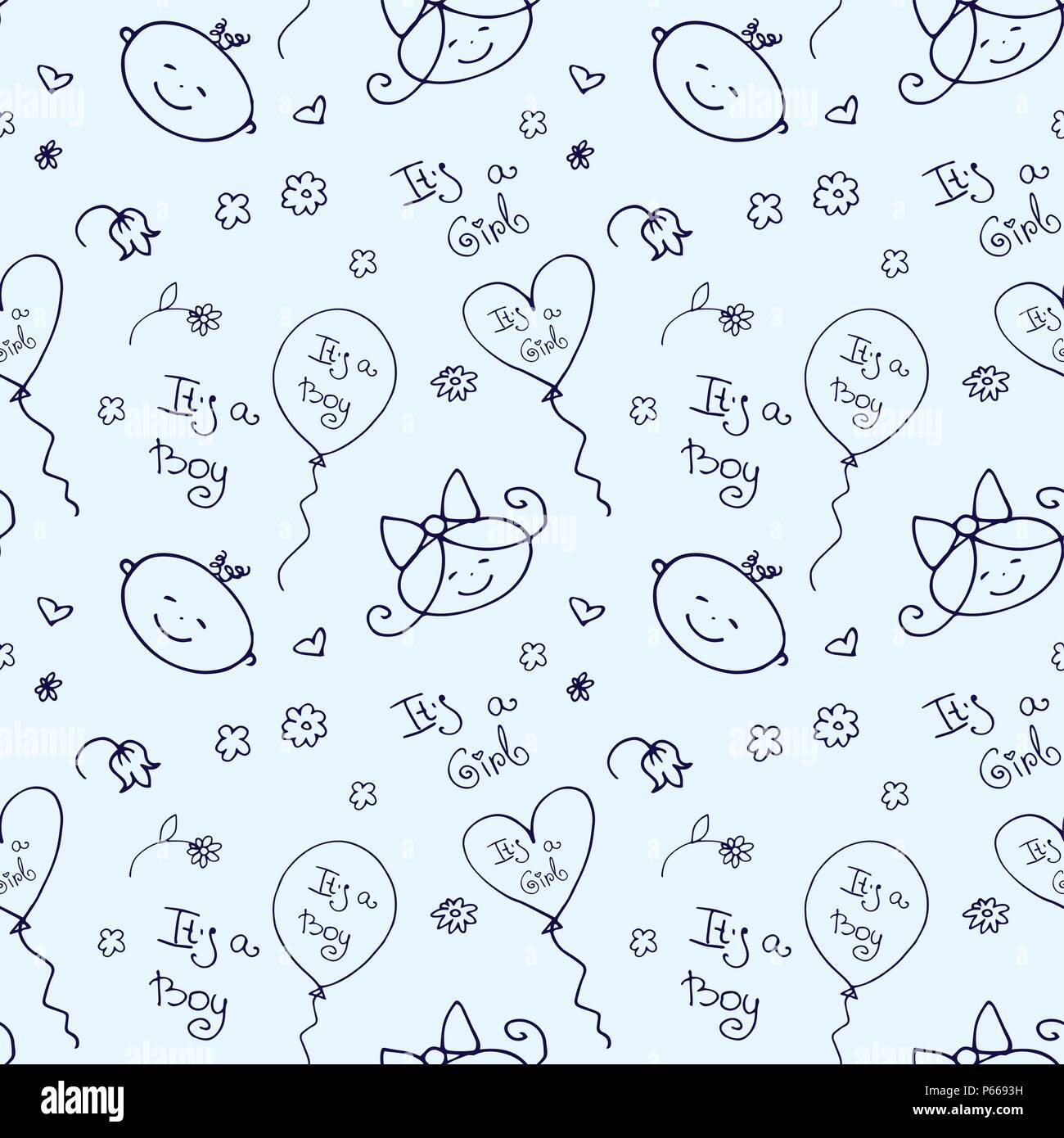 Seamless pattern with cute baby faces,vector illustration Stock Vector ...