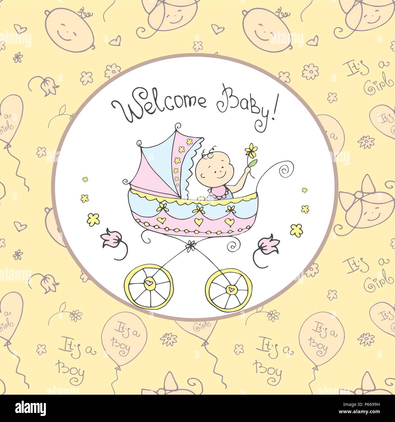 Baby announcement card. Vector illustration Stock Vector Image & Art