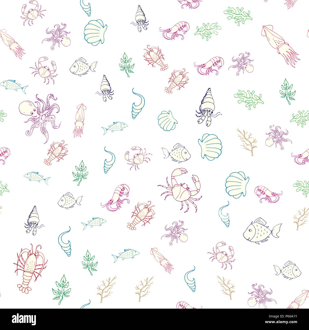 Underwater seamless pattern,doodle stock vector illustration Stock ...
