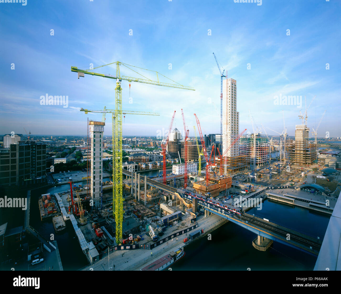 Canary Wharf under construction  England  UK. Stock Photo