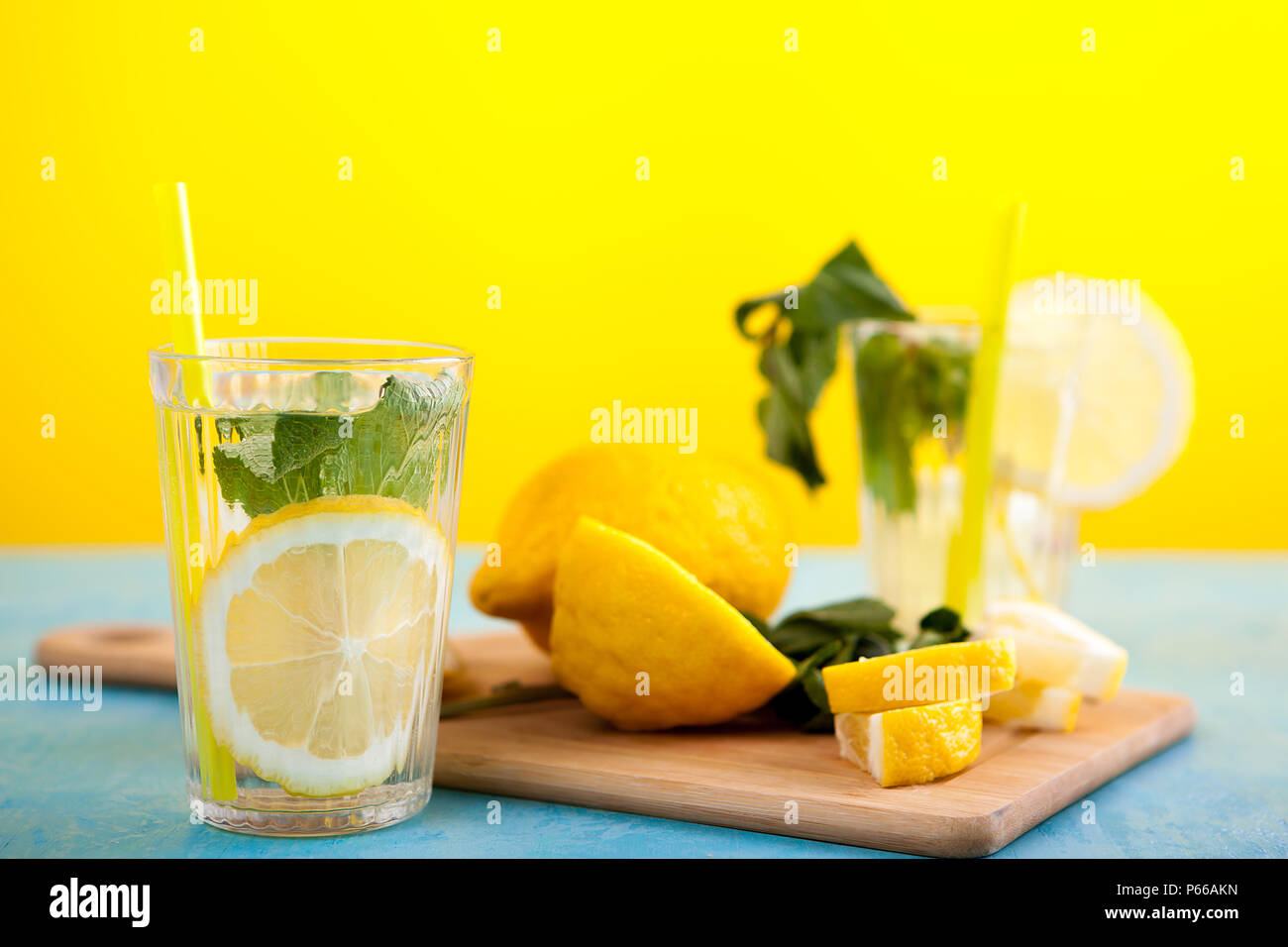 Delicious organic detox water with lemons Stock Photo Alamy
