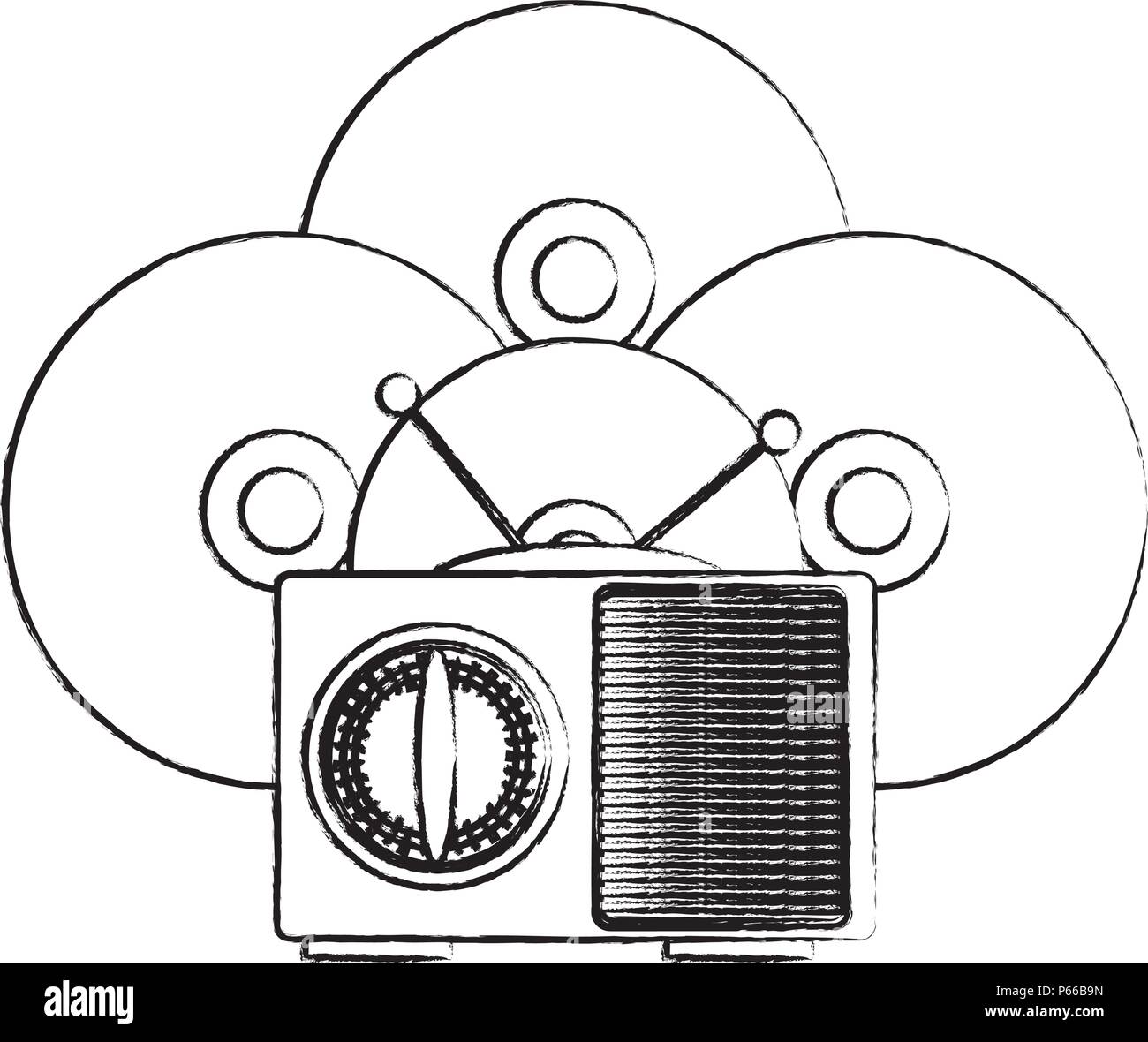 retro radio and vinyls over white background, vector illustration Stock ...