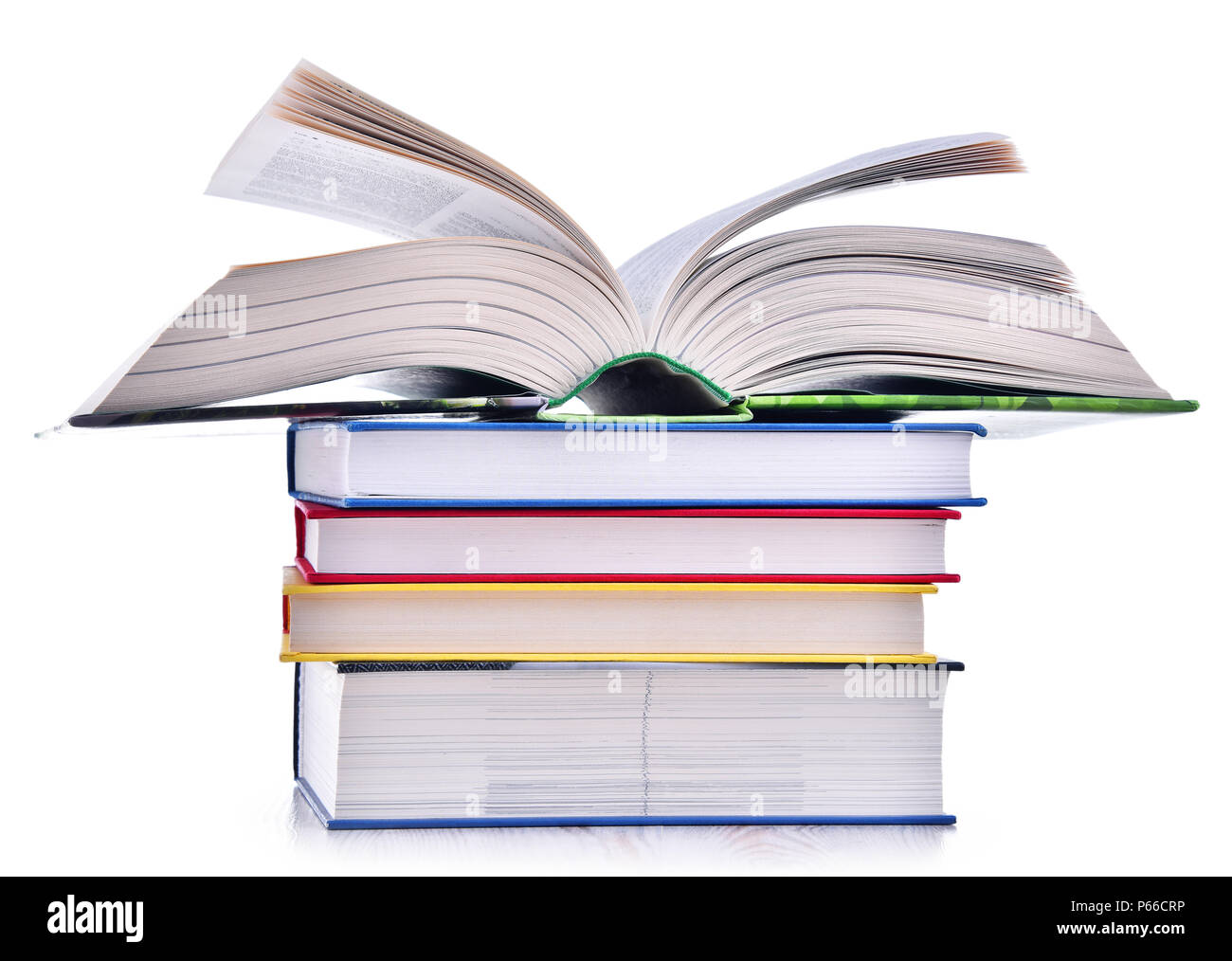 Composition with stack of books isolated on white. Stock Photo