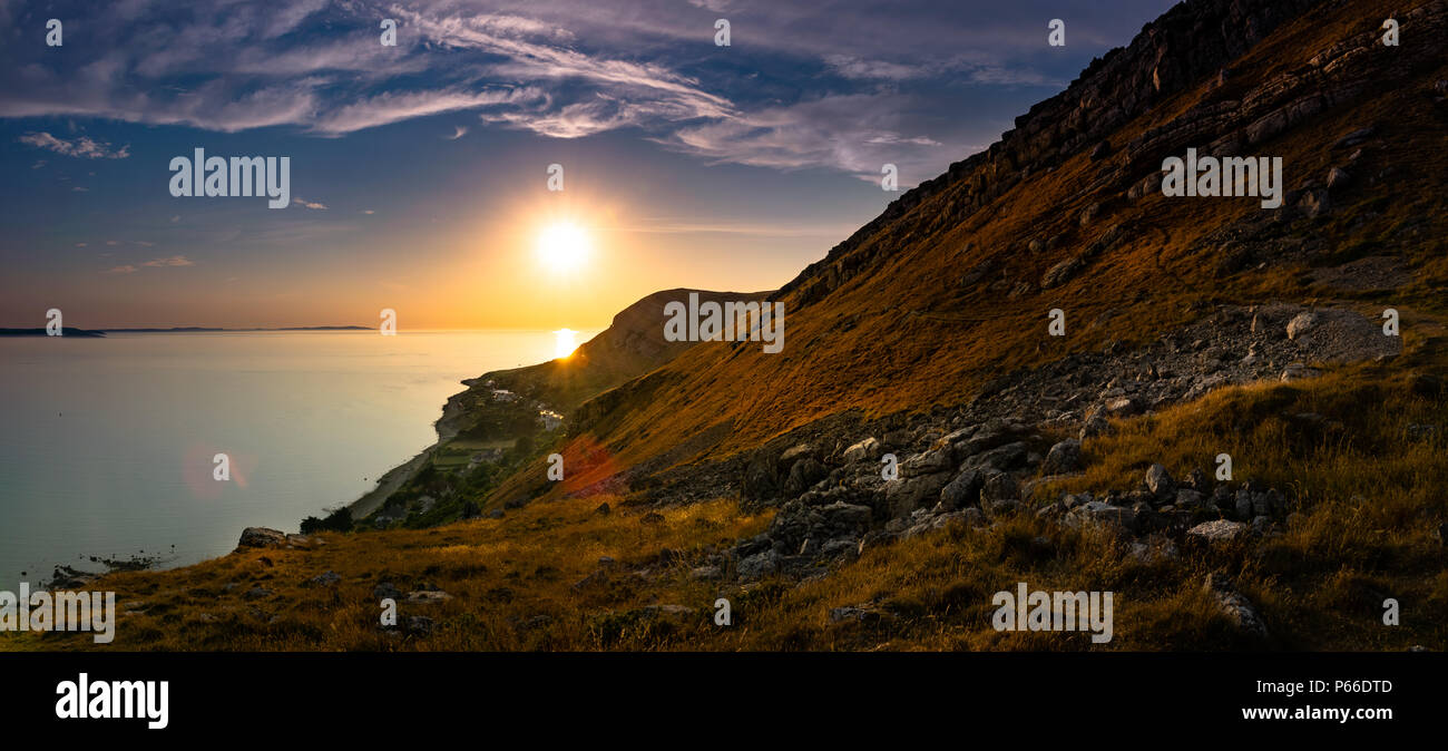 The Great Orme, North Wales, resplendent swathed in gold. Stock Photo