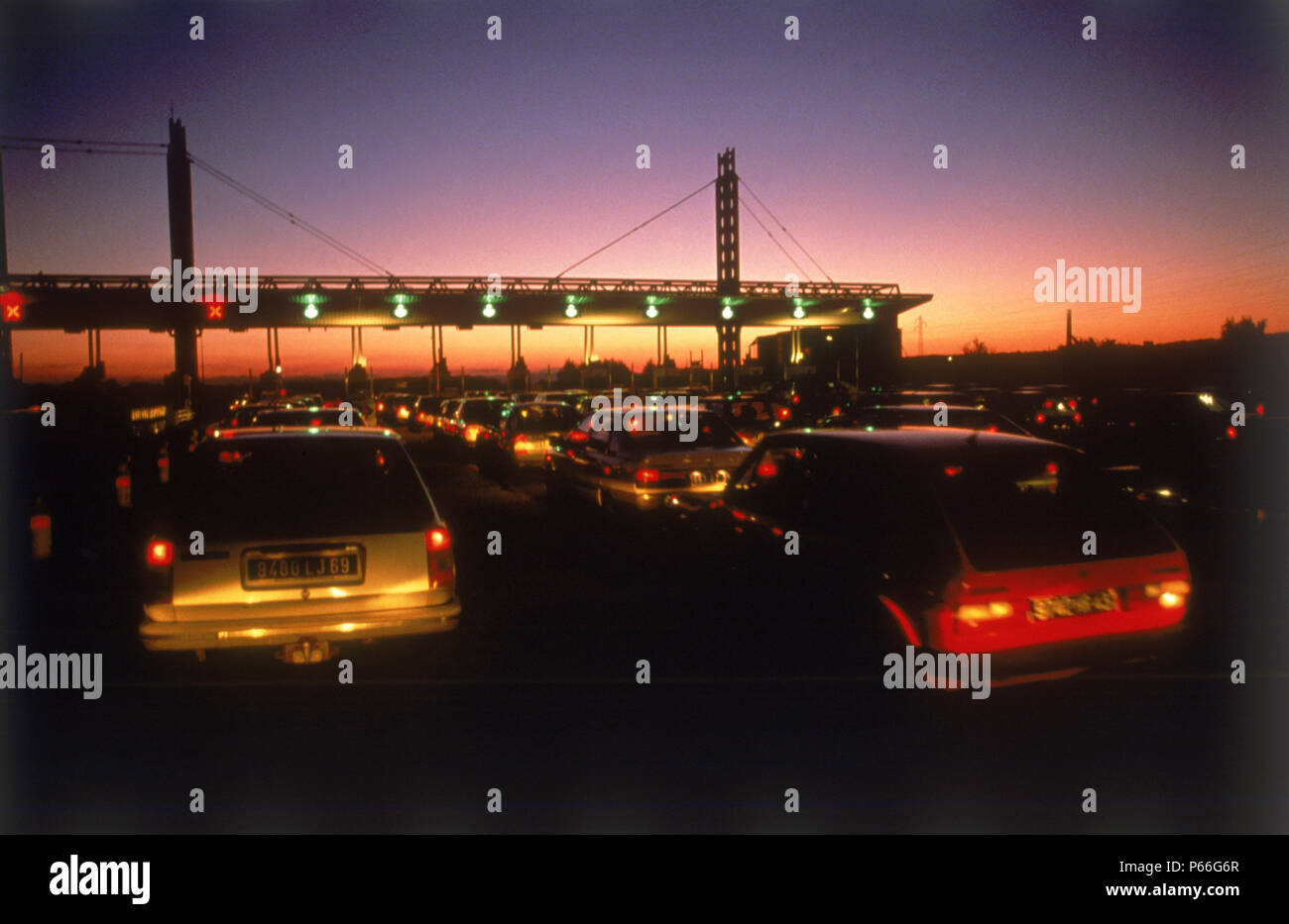 Toll Gates on Highway - France Stock Photo