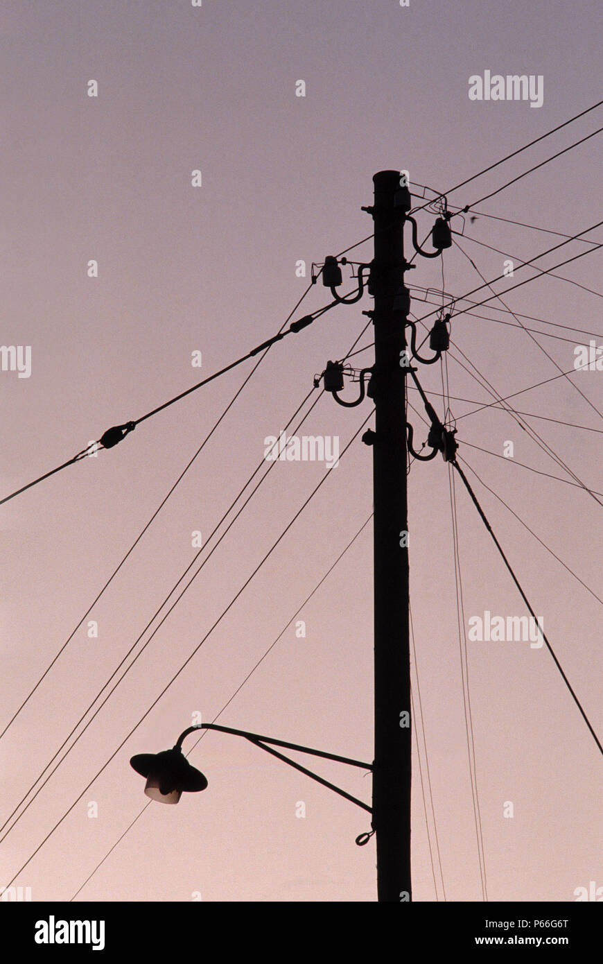 Telephone Lines at Evening Stock Photo Alamy