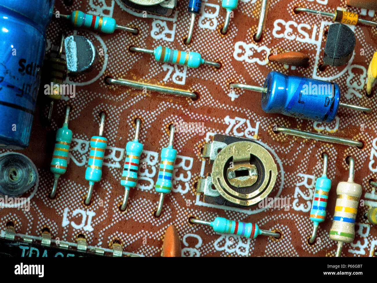 Electronic Components on a Circuit Board Stock Photo Alamy