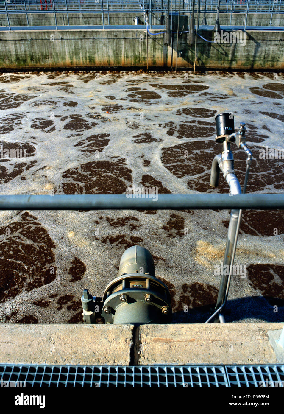 Primary sedimentation basin at waste water treatment and purification