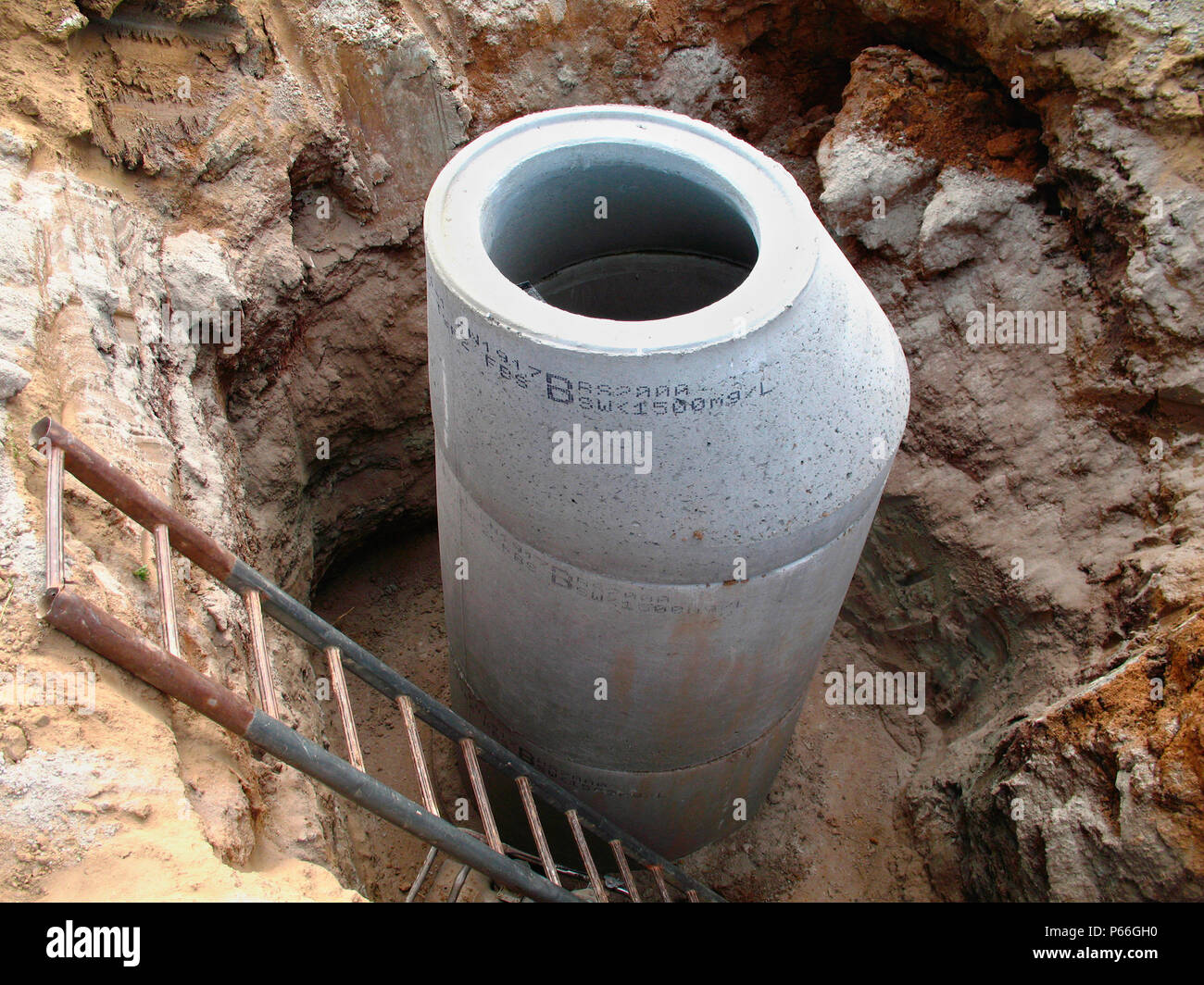 Drainage Pit Or Gully At Sewer System Construction Site Germany Stock 