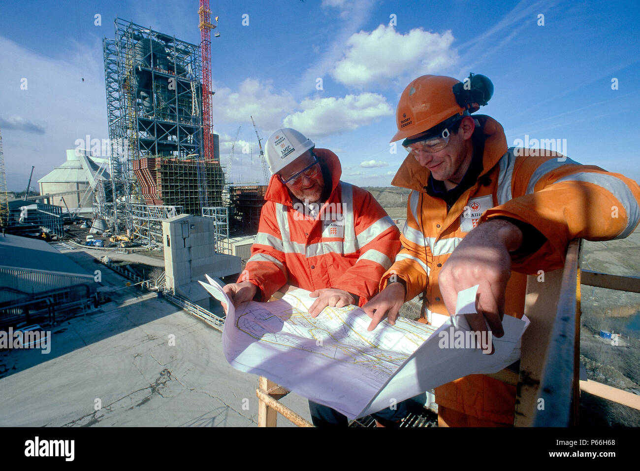 Construction of cement works. Rugby, UK. Stock Photo