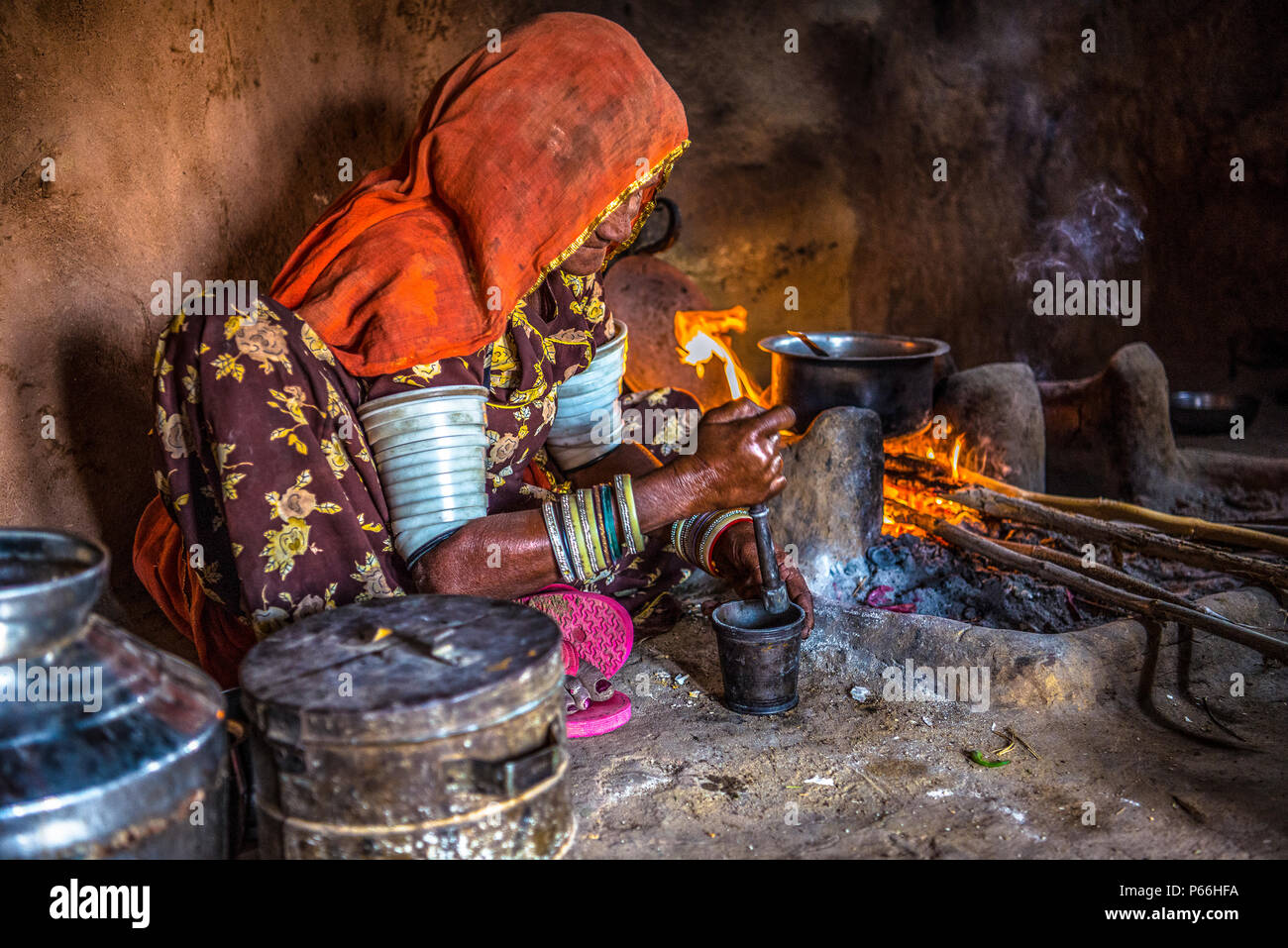 INDIA RAJASTHAN Village life in Thar desert Stock Photo