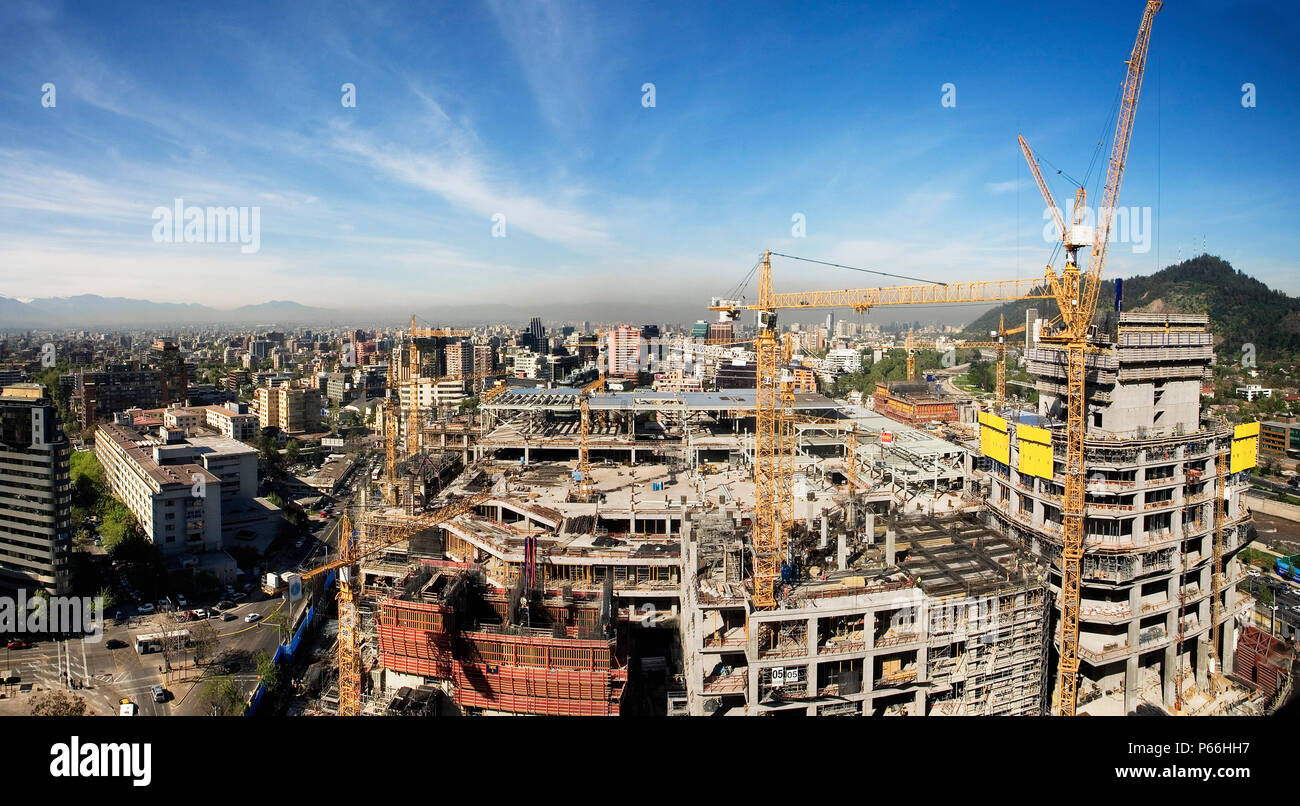 Construction of the mall Costanera Center, Santiago, Chile. It will be the highest Skycraper in South America. Stock Photo