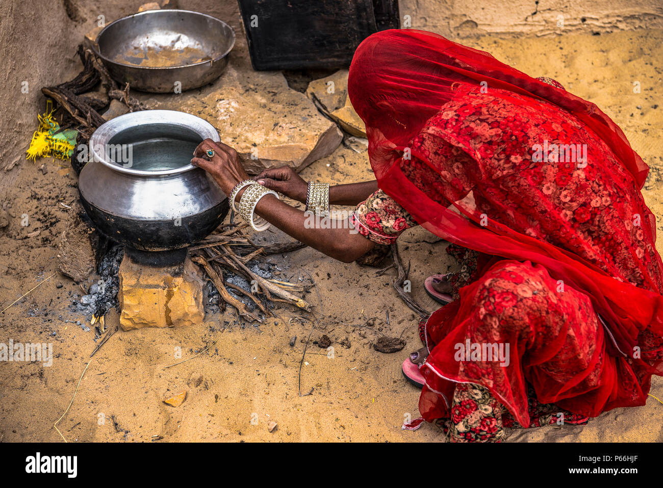 INDIA RAJASTHAN Village life in Thar desert Stock Photo