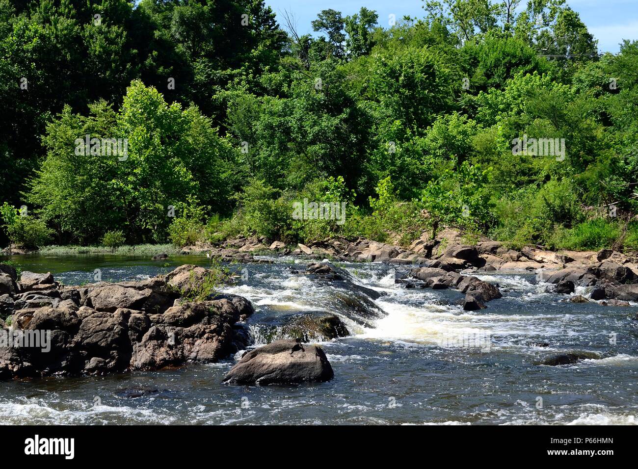 Rapids in Appomattox River, tributary of the James River, part of the