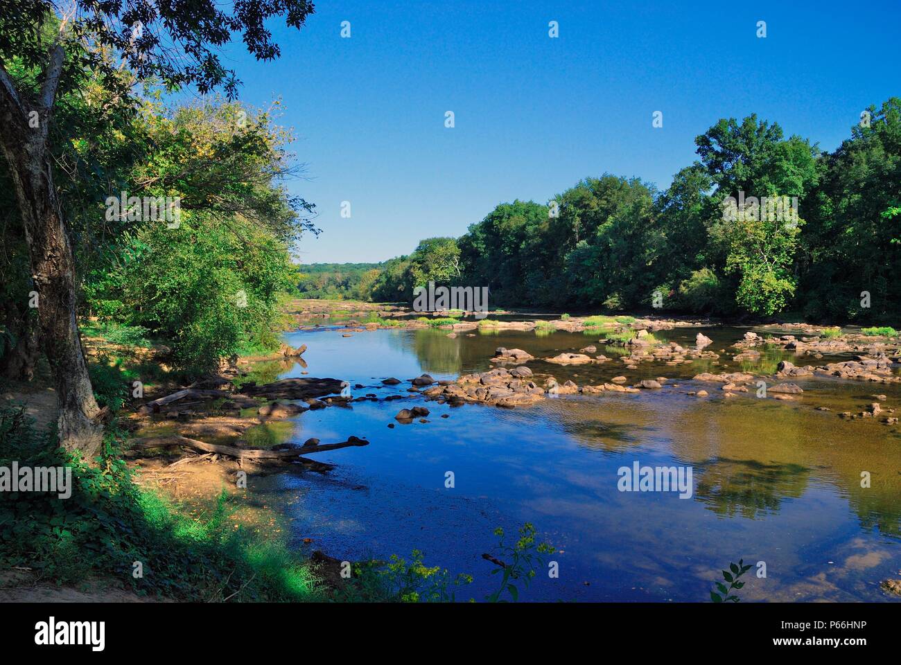 Rappahannock River in historic Fredericksburg, Virginia USA, part of