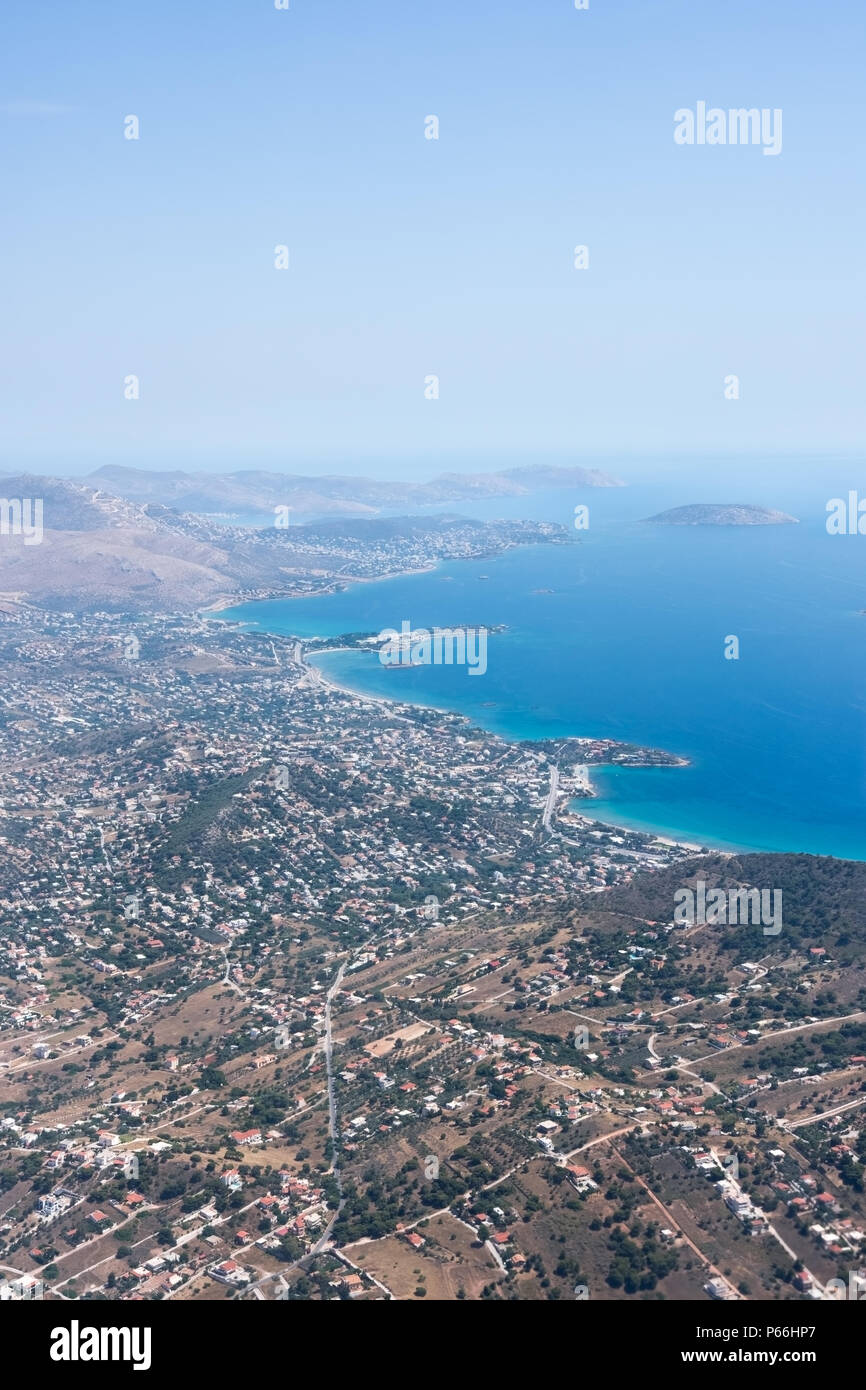 View over the coast of Greece Stock Photo