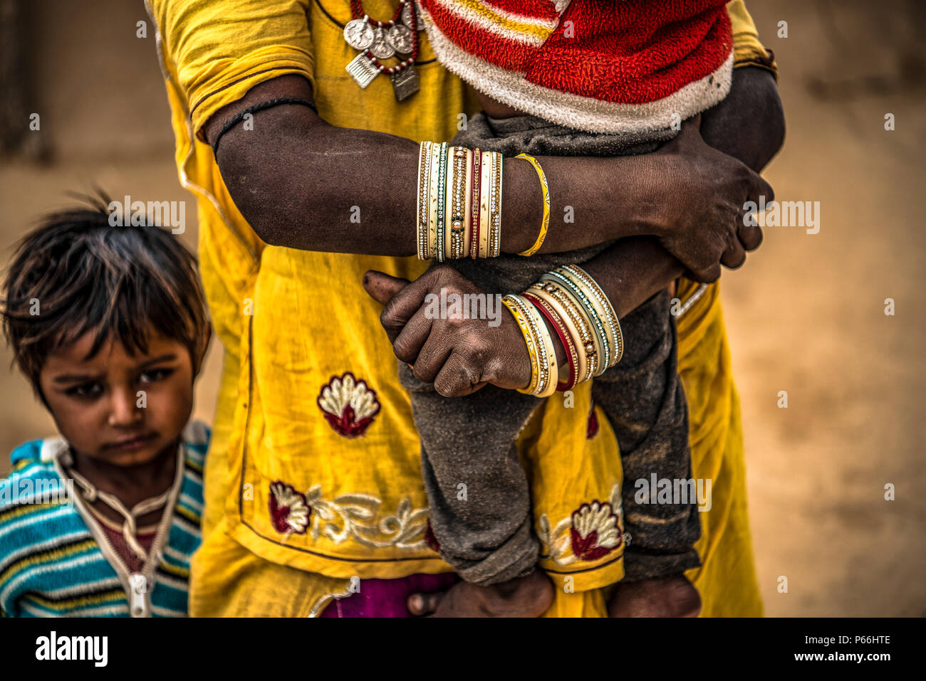INDIA RAJASTHAN Village life in Thar desert Stock Photo