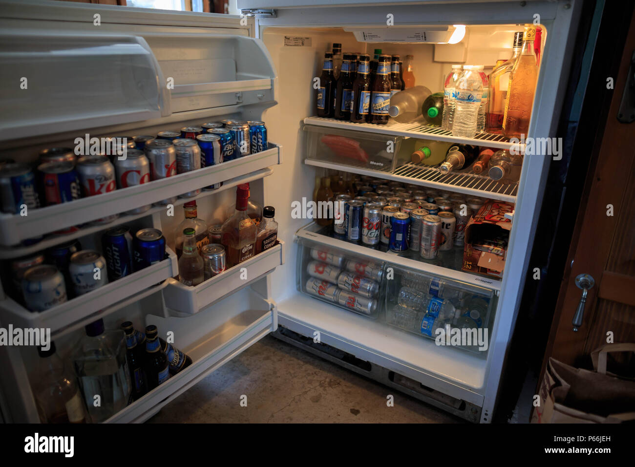 Faifrax, California - July 4, 2014: Beer and other drinks in fully stocked in preparation for Independence Day celebration Stock Photo
