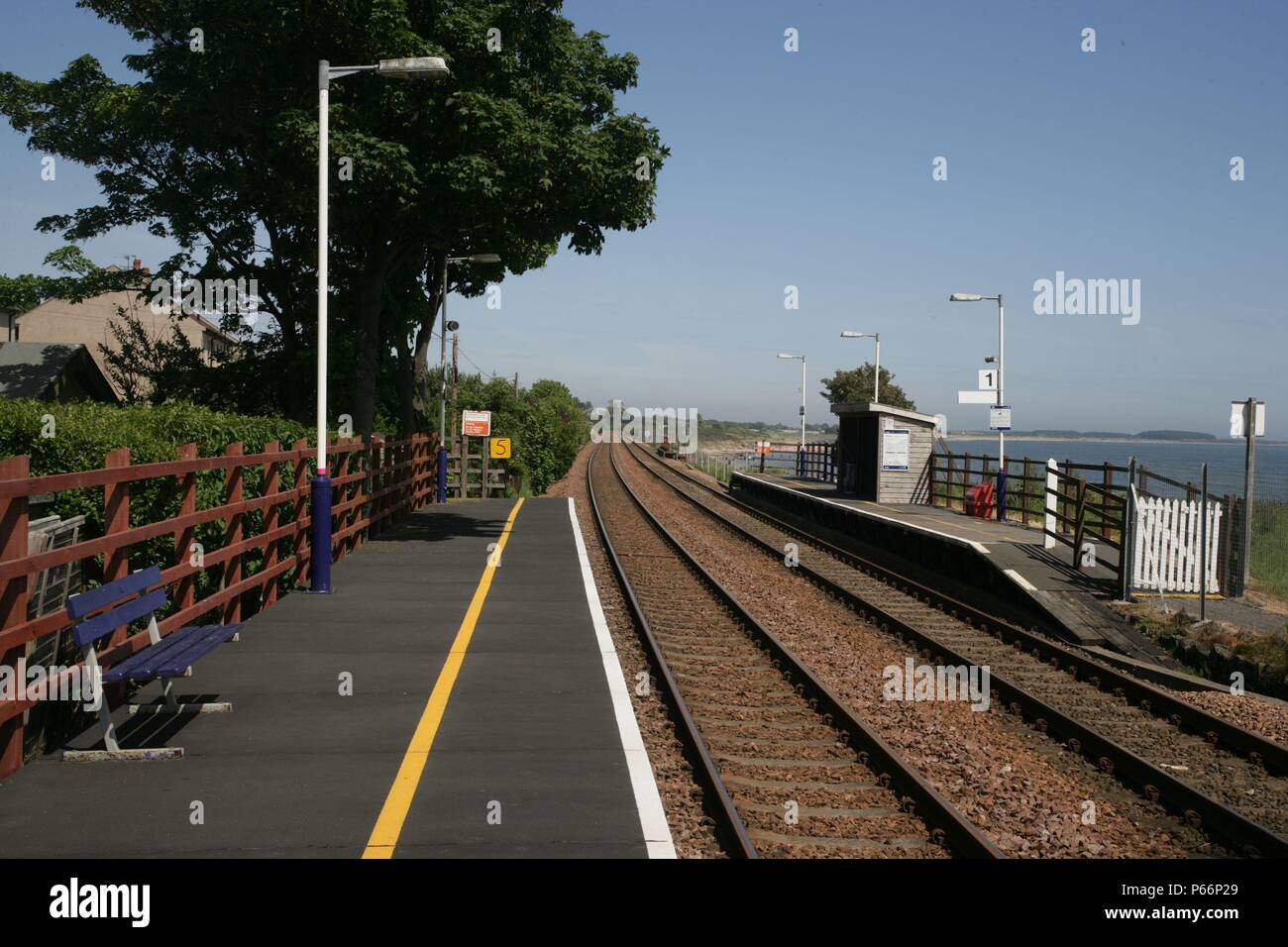 General view of platform at Balmossie station, Scotland. 2007 Stock