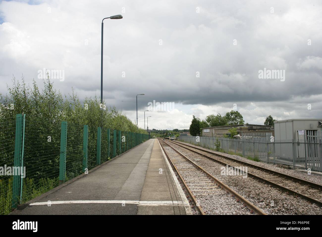 General view of the platform at the unmanned station at Langley Mill, Nottinghamshire. 2007 Stock Photo