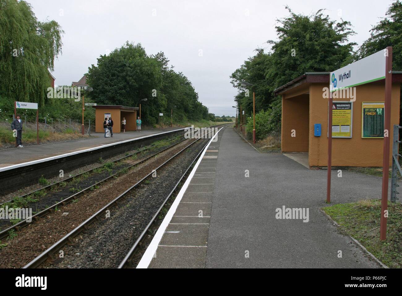 General view of the platforms at Wythall station, Worcestershire