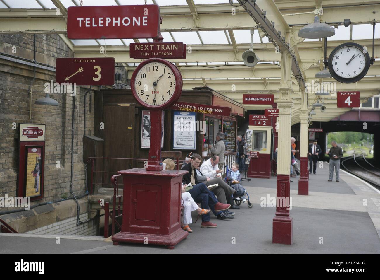Heritage artifacts, incuding the old station clock, at the Keighley and