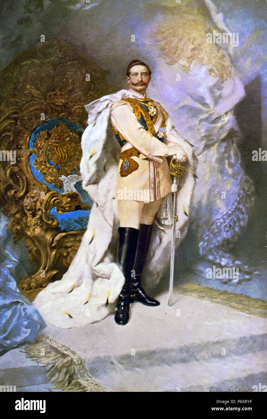 Wilhelm II 1859-1941 , full-length portrait of Kaiser Wilhelm II by Ferdinand Keller, 1893. Ferdinand Keller 1842-1922, German artist Stock Photo