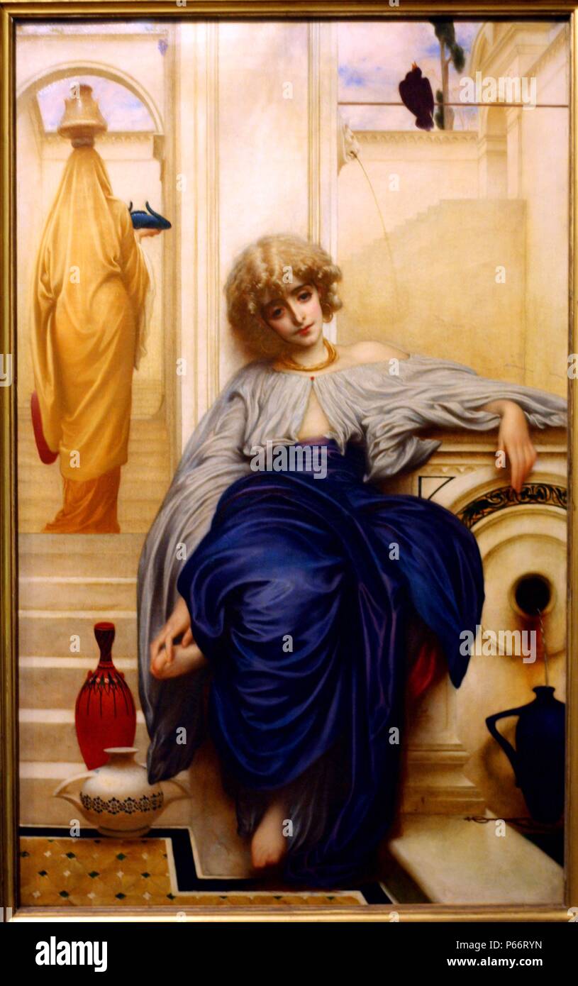 Frederick Leighton (1830-1896) 'Lieder Ohne Worte, 1860-61. The painting conveys stillness and reflective thought by a young girl. Stock Photo