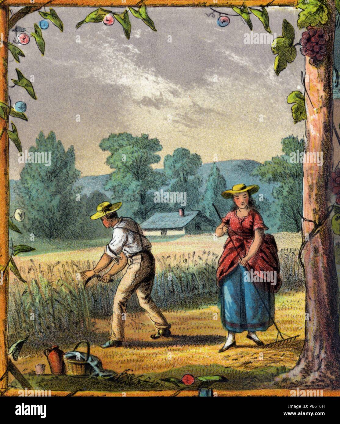 GIFT FOR THE GRANGERS 1873 chromolithograph of the farming labour union  established by the US Department of Agriculture in 1867 Stock Photo - Alamy