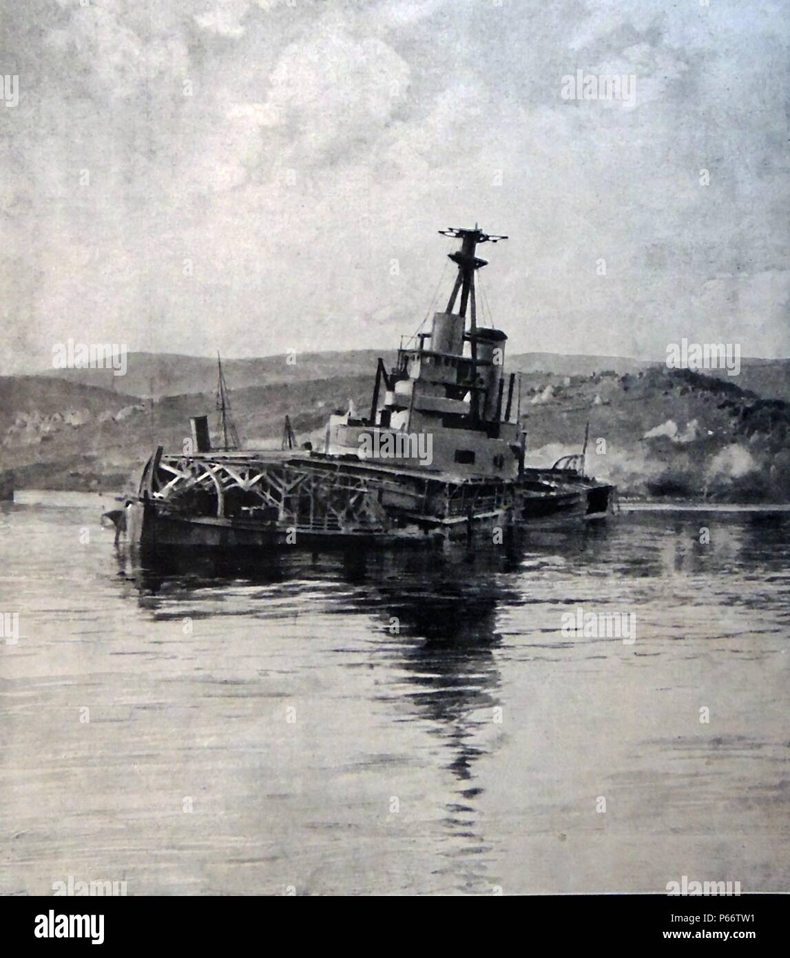 British decoy or dummy ship off Mudros, Lemnos Island near Gallipoli