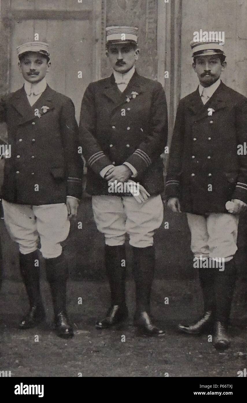 august 1914: after the outbreak of World war One and the German seizure of French territory, patriotic French local leaders arrested in Alsace-Lorraine included Alexis samain founder of Lorrain Sportive Stock Photo