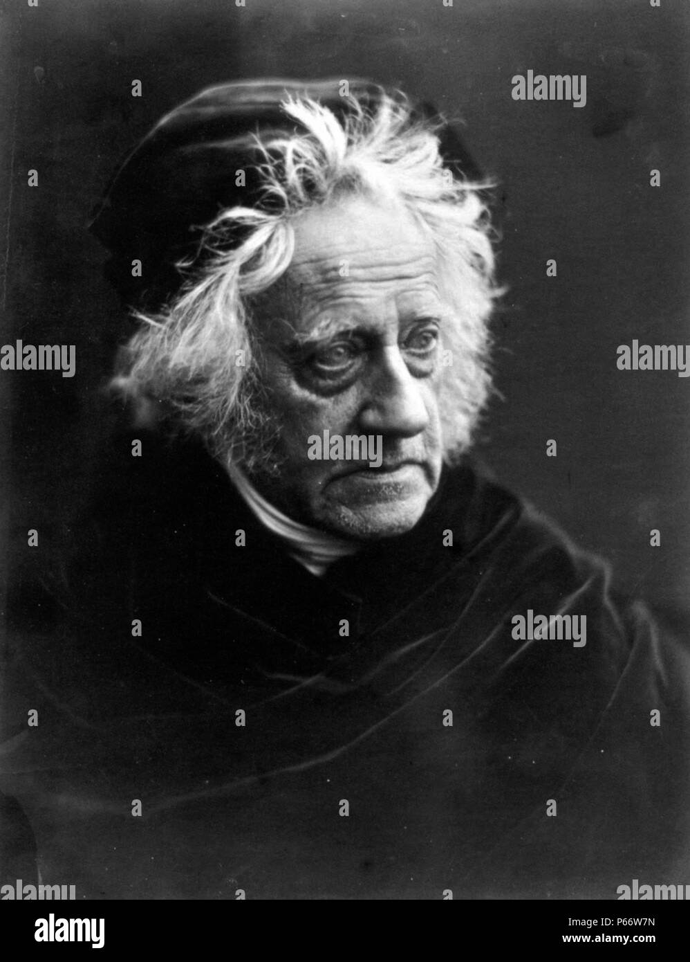 Sir John Herschel with Cap by Julia Margaret Cameron (11 June 1815 – 26 January 1879) British photographer. She became known for her portraits of celebrities. Sir John Herschel was an English astronomer, mathematician and scientist. Stock Photo