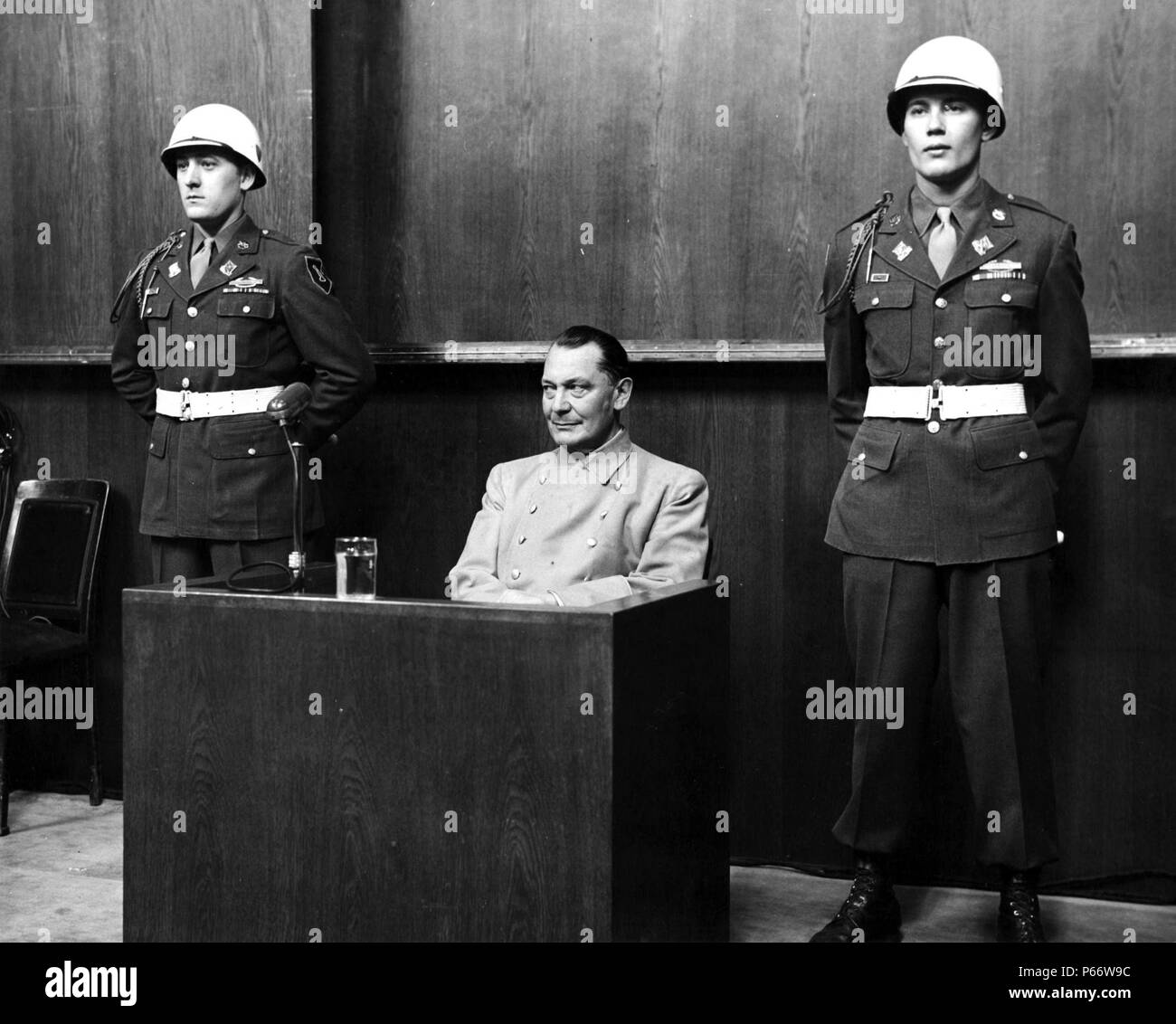 Hermann Wilhelm Göring January 1893 – October 1946, German politician, military leader at his trial for war Crimes 1946 Stock Photo